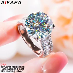 New 10 Carat D Color Moissanite Rings for Women High End s925 Sterling Silver Moissanita Lab Diamond Fine Jewelry Wholesale