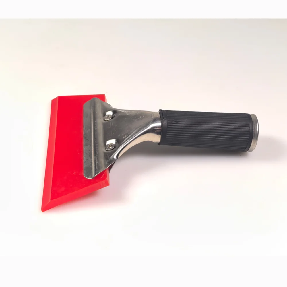 Qili QH-03-02 Red Rubber Squeegee Automobile Stainless Steel Long Handle Rubber Blade Scratch stickers Oblique Tendon Scraper