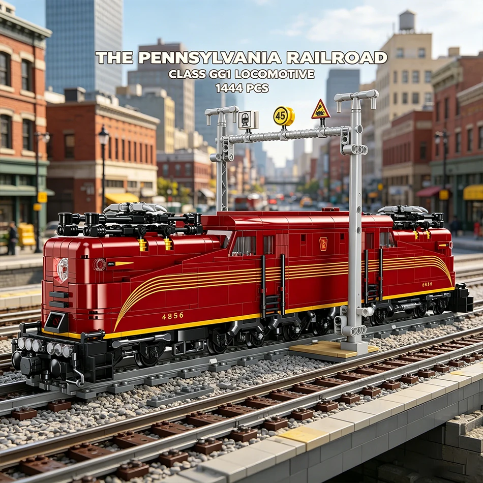 

The Pennsylvania Railroad Class GG1 Locomotive Model Building Blocks Vintage Express Train Constructions Bricks Toys Adults Gift
