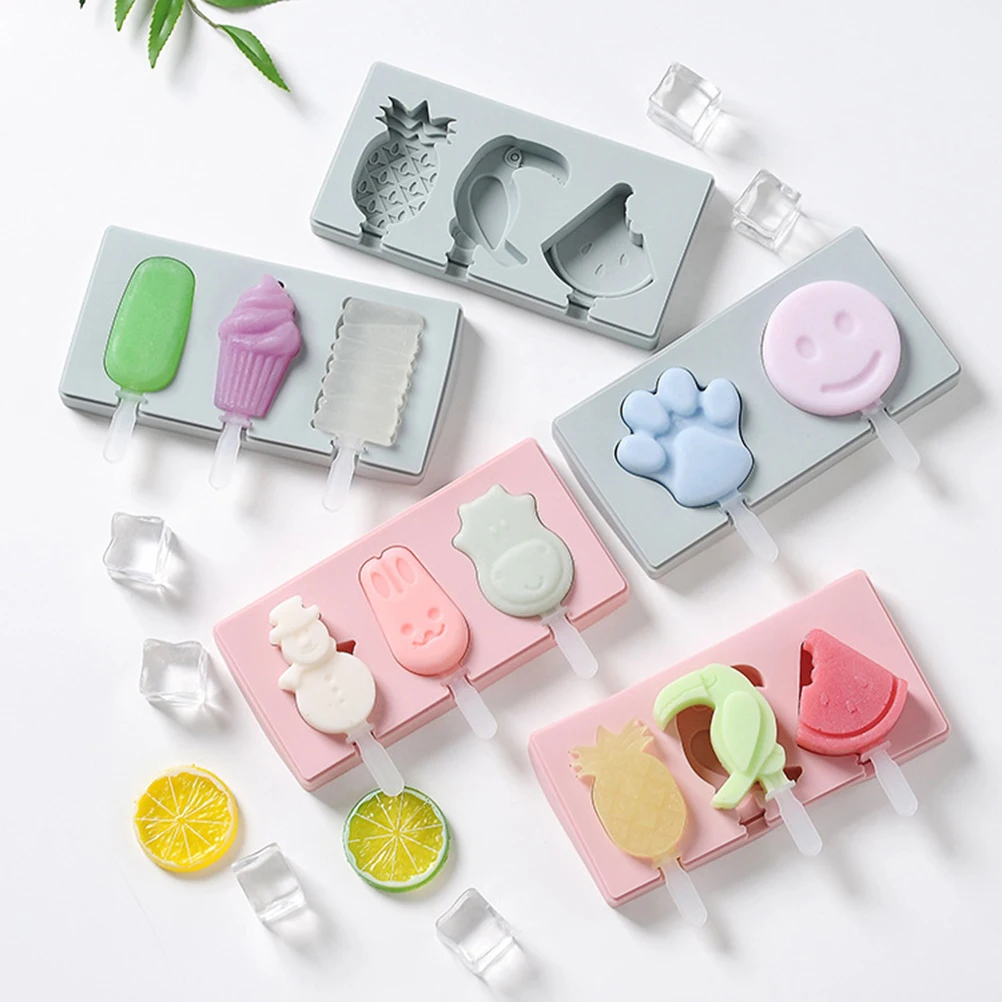 

3pcs 2 Sets Diy Creative Silicone Popsicle Molds Fruit Bird Shape Maker Molds Plastic Sticks Reusable Food Grade Pp