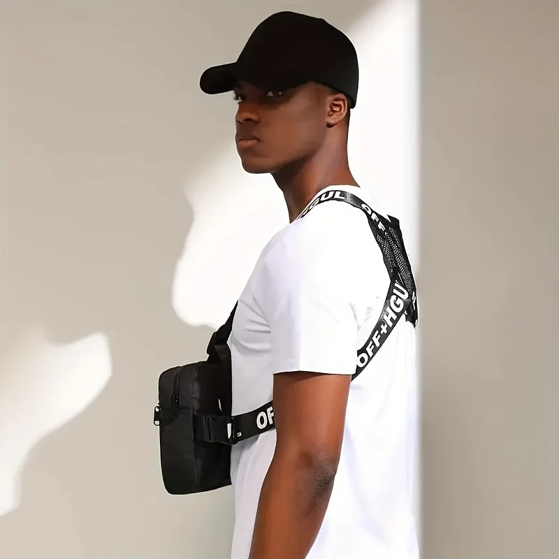 Bolsa de pecho de estilo Hip-Hop para hombre, chaleco de aparejo táctico de dos correas para el pecho, bolsos para viajes, senderismo y deportes al