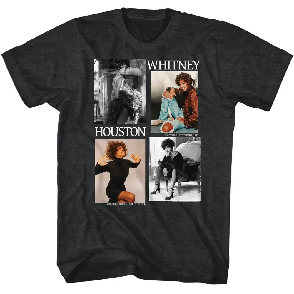 

Whitney Houston Shirt Photo Collage Singer New Licensed Black Heather Men Women