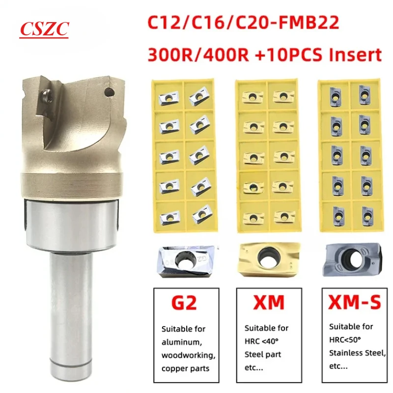 

1set C12 C16 C20 FMB22 300R 400R Face end mill APMT1135 APMT1604 Inserts Woodworking Stainless Steel Parts For Machine Milling