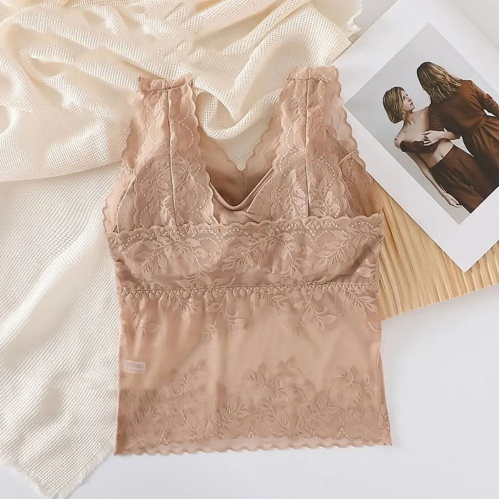 الحلو الخامس الرقبة الدانتيل شبكة بروتيل شفافة رقيقة الدانتيل المحاصيل قمم سليم صالح كامي سترة مع منصات الصيف #4