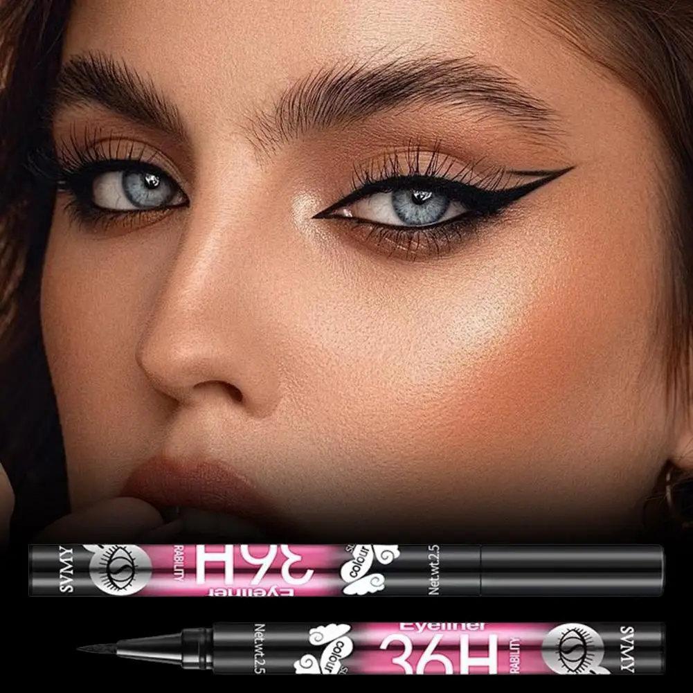 أسود السائل الوشم كحل القلم مقاوم للماء طويلة الأمد الأسود السلس مستحضرات التجميل النساء عيون التجفيف السريع ماكياج فاسق أداة Q4J8 #6