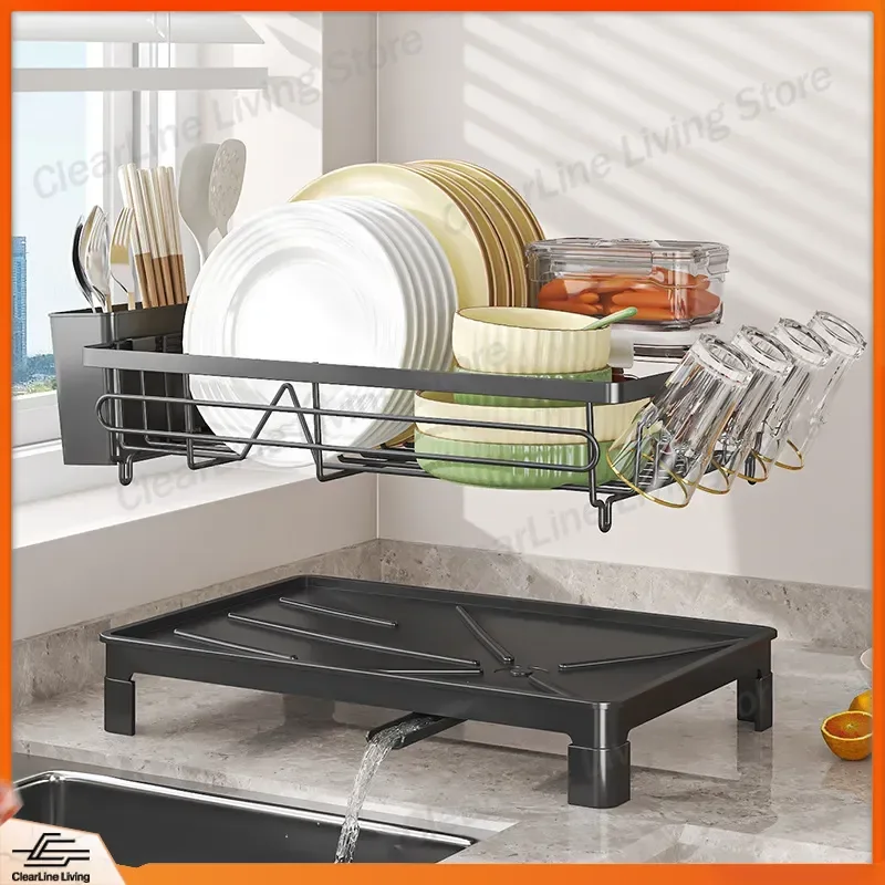 Kitchen Dish Drain Rack Tableware Storage Shelf Dish Drying Rack Sink Organizer Dishwasher Safe Cross Border Dish Rack