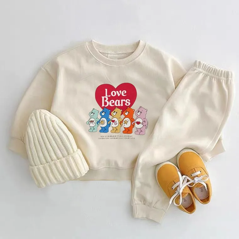 Cotton Boys And Girls Set Autumn And Spring 2-piece Set Children's Clothing Cartoon Fashion Printed Children's Pullover