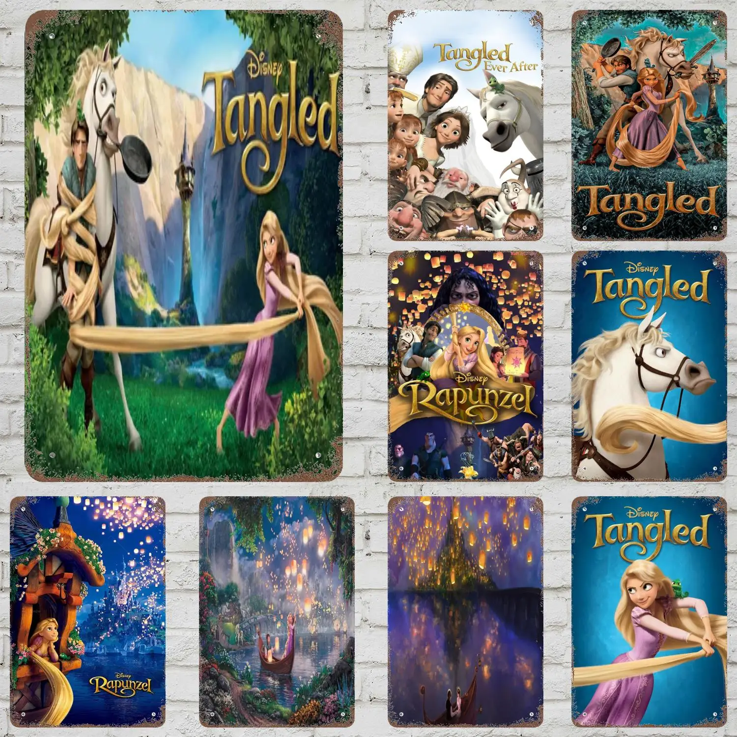 

MINISO Tangled Vintage Metal Tin Signs Posters Decor Retro Metal Plaque Wall Art Decor for Garage Bar
