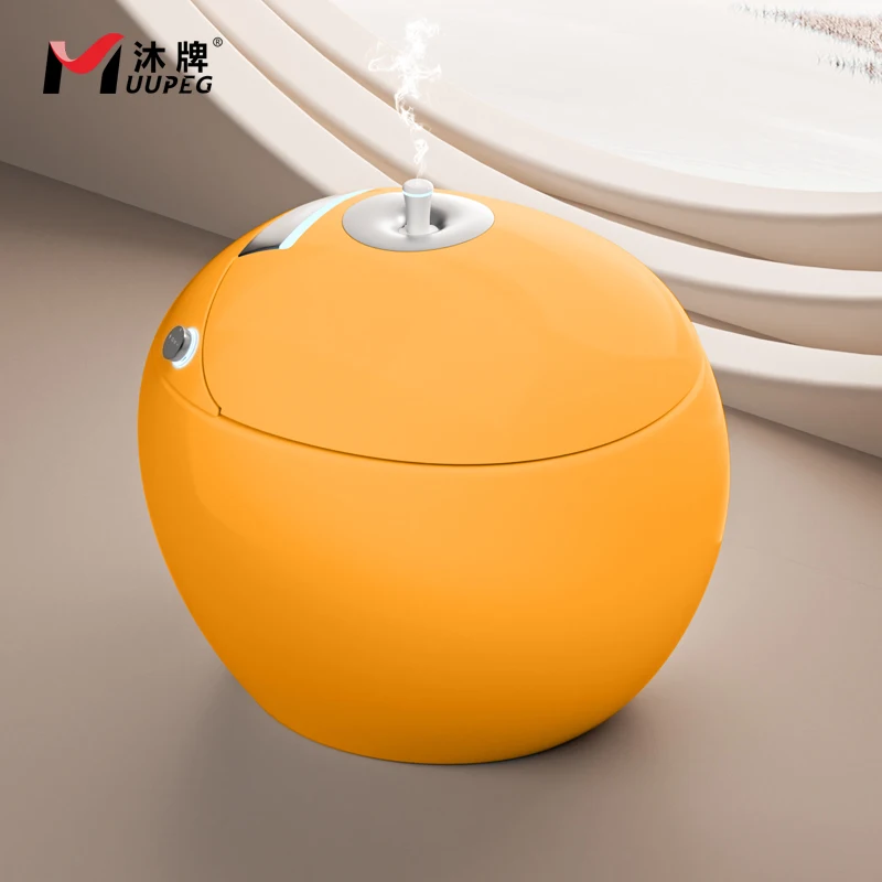 High-Tech Round Egg-Shaped Smart Toilet With Automatic Seat Heating Colorful & Voice Control Advanced Function Remote Control