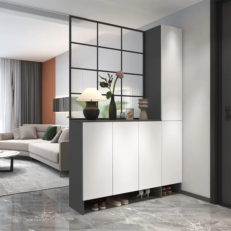 Home entrance cabinet shoe cabinet integrated modern living room wrought iron screen locker light luxury room hall cabinet
