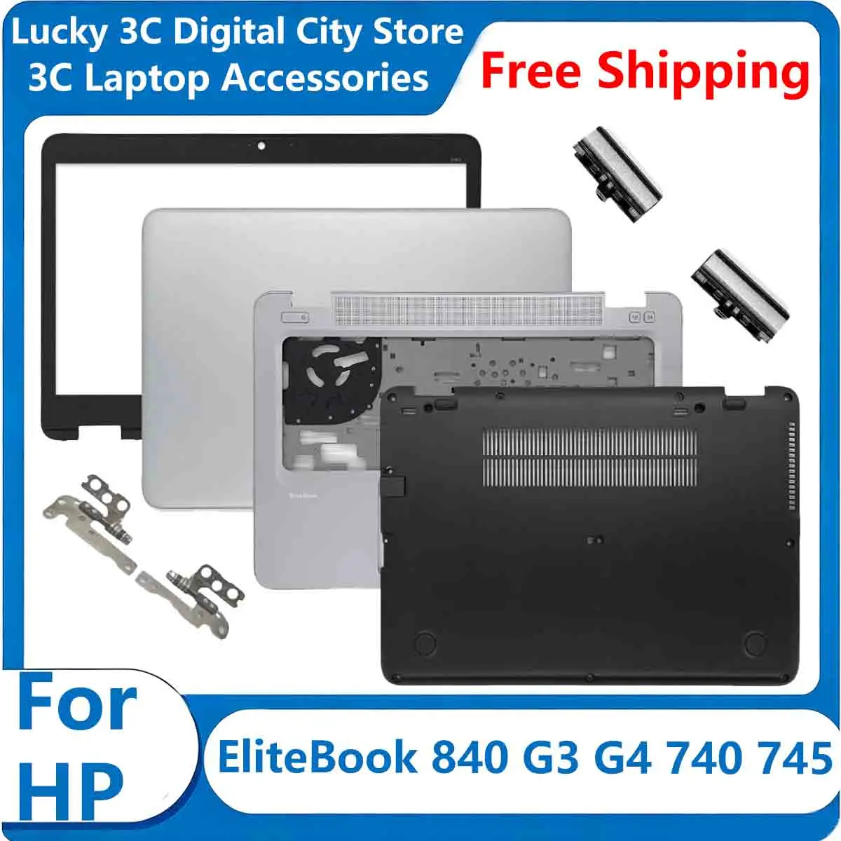 New For HP EliteBook 840 G3 G4 740 745 Replace Laptop LCD Back Cover/Front Bezel/Palmrest/Bottom Case Hinges/Hinge Cover Silver