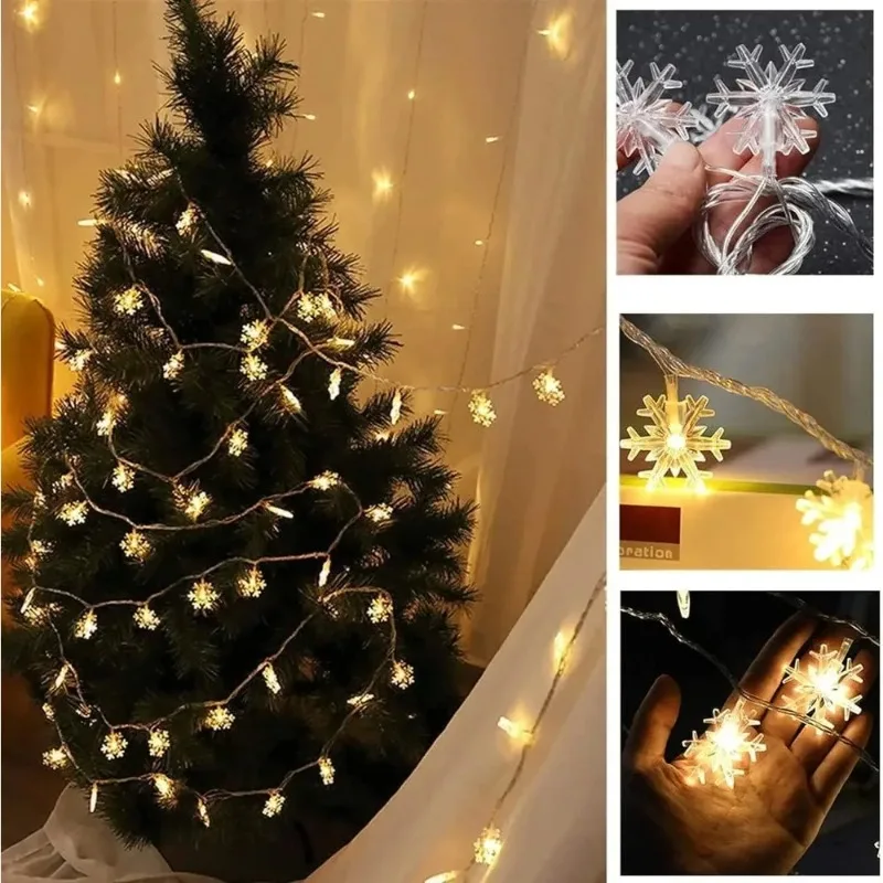 Snowflake LED String Lights LED Fairy Lights Battery Powered Fairy Light Wedding Party Garland Room Decorations Noel Navidad