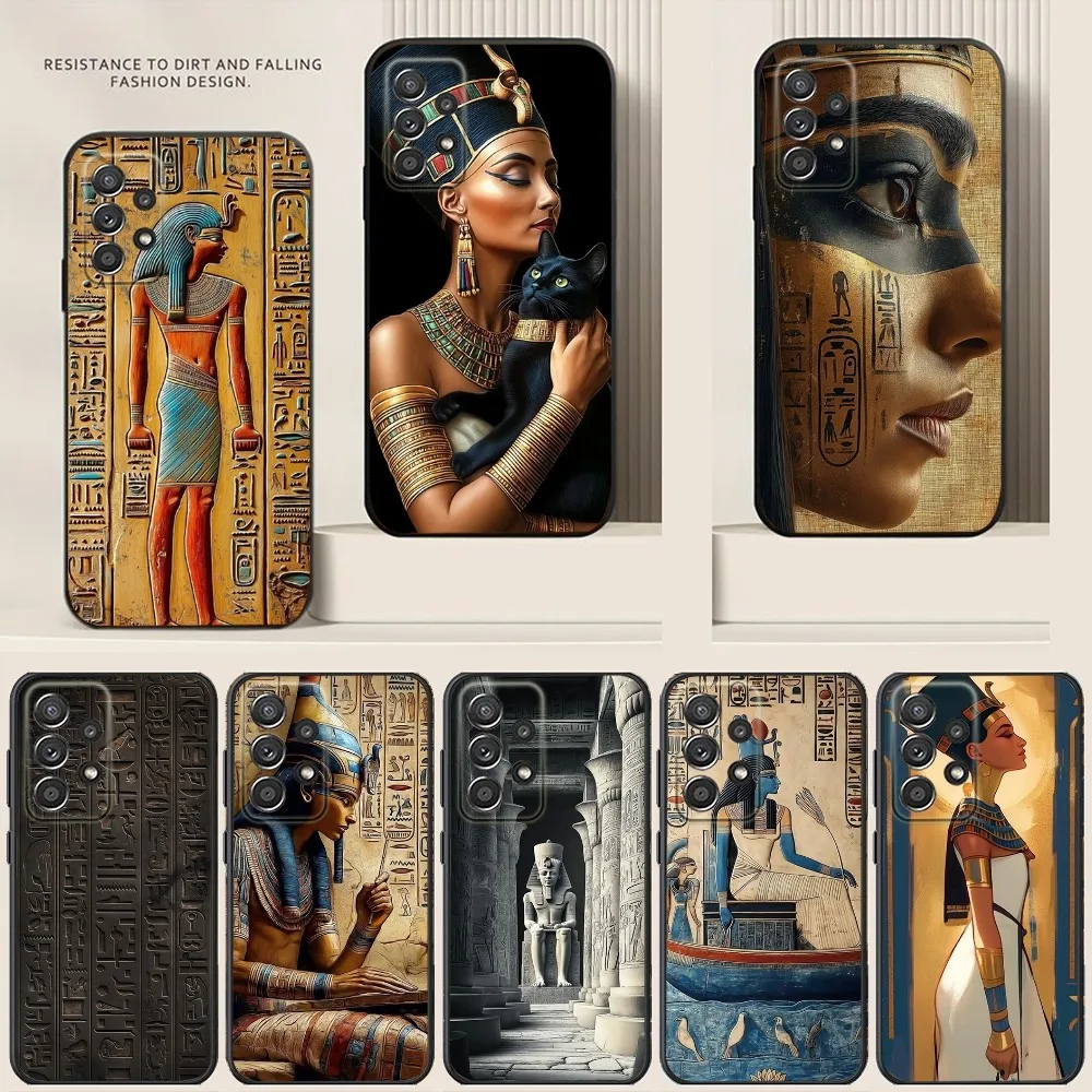 Ancient Egypt Art Phone Case For Samsung S24,S21,S22,S23,S30,Ultra,S20,Plus,Note,10,9,5G Black soft silicone case