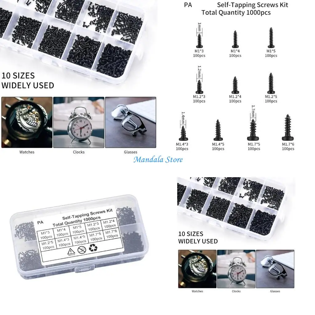 

U2JC 1000pcs Essential Screw Set Tapping Screw Suitable for Various Applications