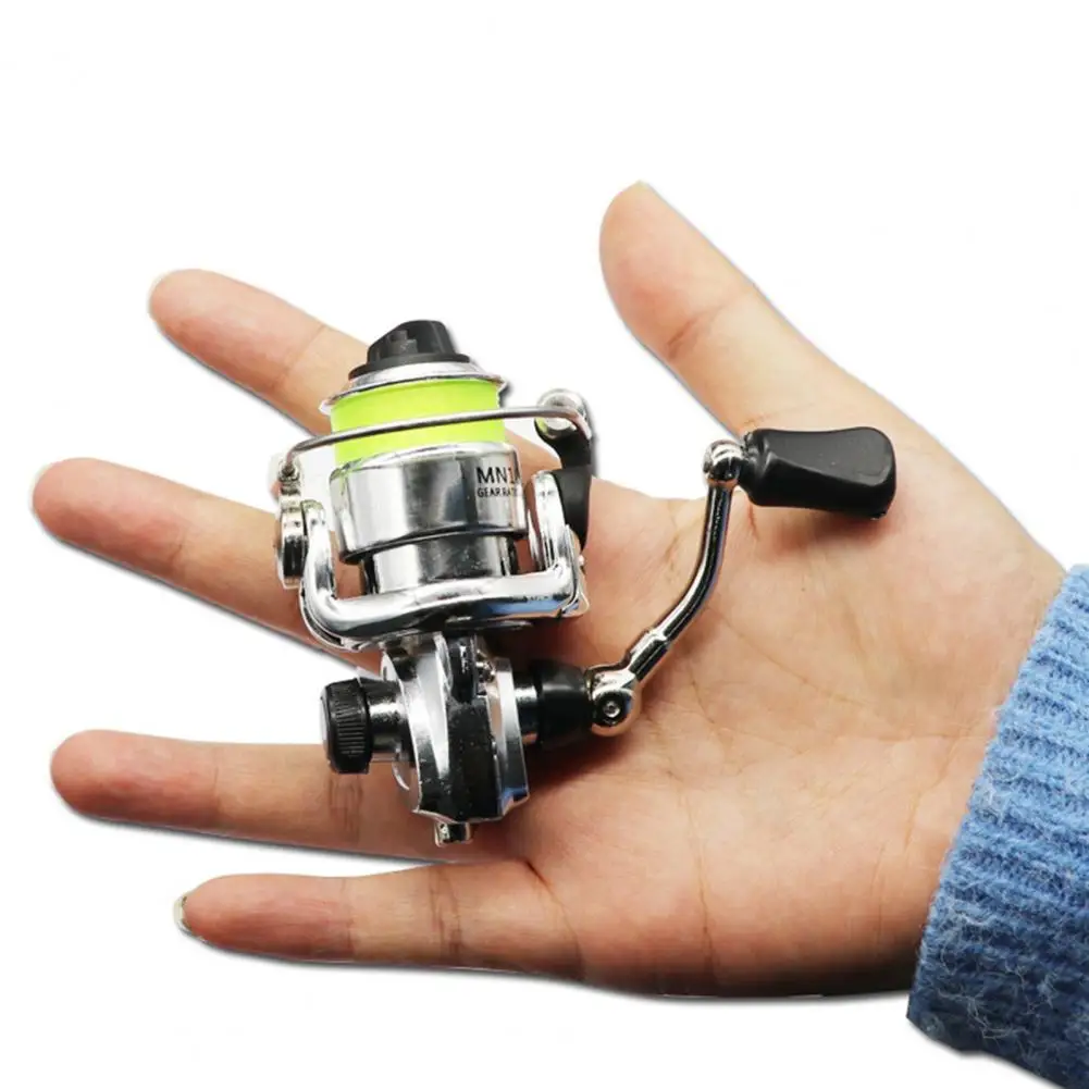 Mini carrete de pesca de alta resistencia, estabilidad de lanzamiento, Anti-bombardeo, carrete giratorio de Metal tipo 100 con línea para pesca al aire libre