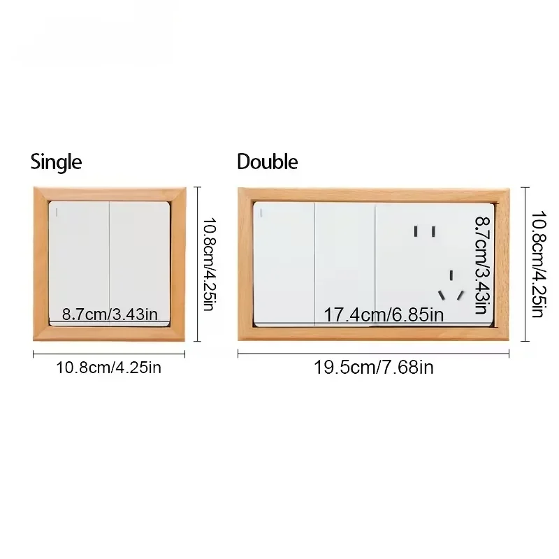 1PC 8.6cm/17.3cm Wood Look Switch Side Decorative Trim Wall Sticker Narrow Edge Accent for Light Switch Socket Home Decor