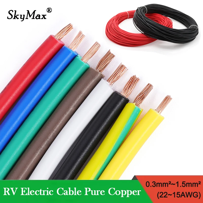 1~20m RV Copper Wire PVC Electrical Extension Cable Single-Core Multi-Stranded Hookup Building Wire For Car Audio Wires Motor