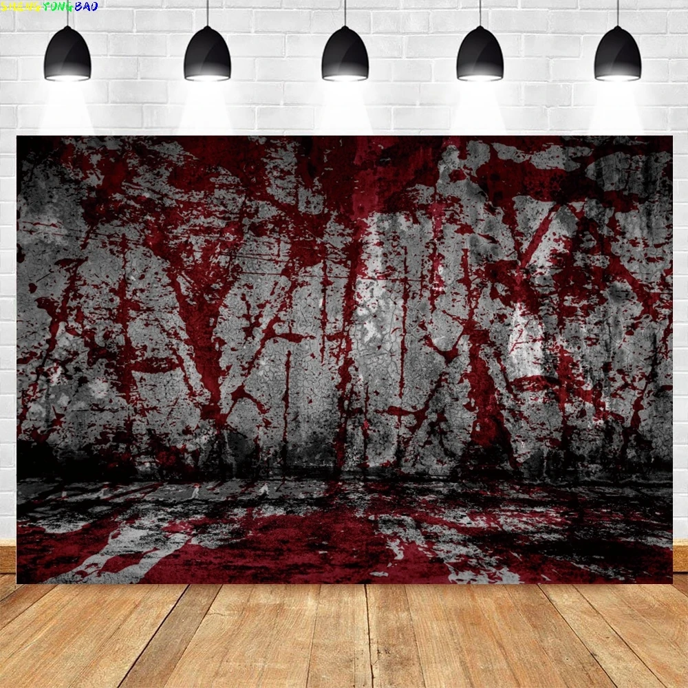 Red Blood Dripping Backdrop for Halloween Zombie Theme Party Bloody Murder Crime Horror Photography Background Photoshot Studio
