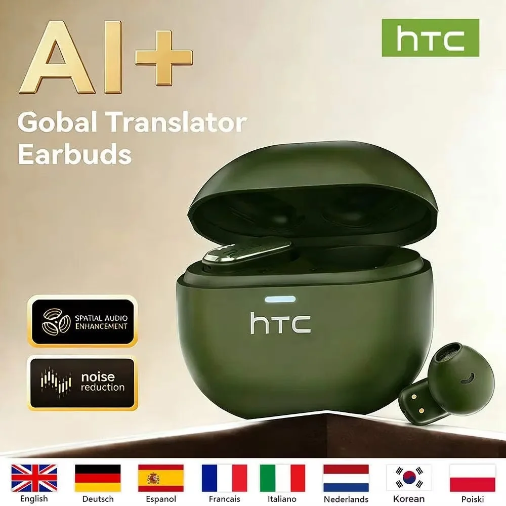 

HTC NE16 AI Translator Earbuds BT V6 TWS Sports Wireless Headphones Mic, HD Call Noise Reduction, Mini Earbuds for Running