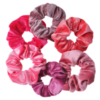 6pcs Velvet Warm Soft Scrunchies for Hair Elastic Scrunchy Ties Ropes Ponytail Holders Pink Rose Fushia Solid Color for Women