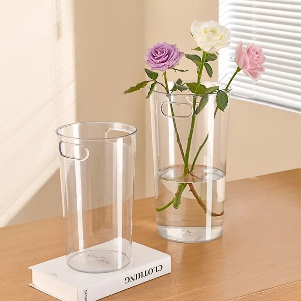 New Nordic Style Flower Bucket Modern Acrylic Deep Water Flower Pot Transparent Flower Vase Living Room