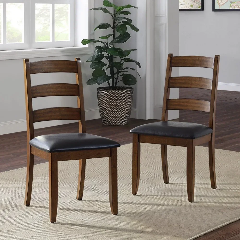 

Modern Farmhouse Ladderback Dining Chairs, Set of 2, Aged Brown Ash