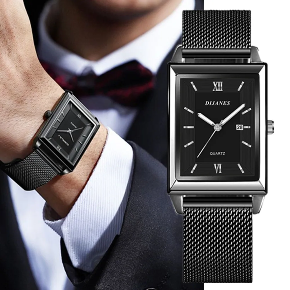 2024 Top Brand Luxury Watches for Men Fashion Quartz Wristwatch Square Gold Stainless Steel Watch Band Business Clock Gold Watch