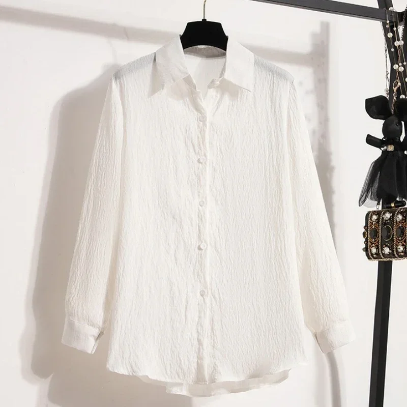 

Новые модные рубашки с длинными рукавами, женские блузки больших размеров 2025 года, удобные офисные повседневные топы, женская одежда