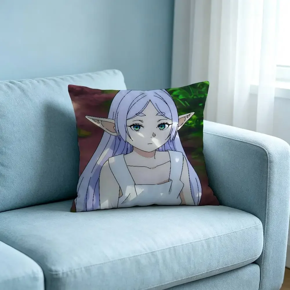 Cute F-frieren Beyond Journey's End Enamel Customizable Square Pillowcases, Stylish And Soft, Perfect For Beds, Cars, And Sofas.