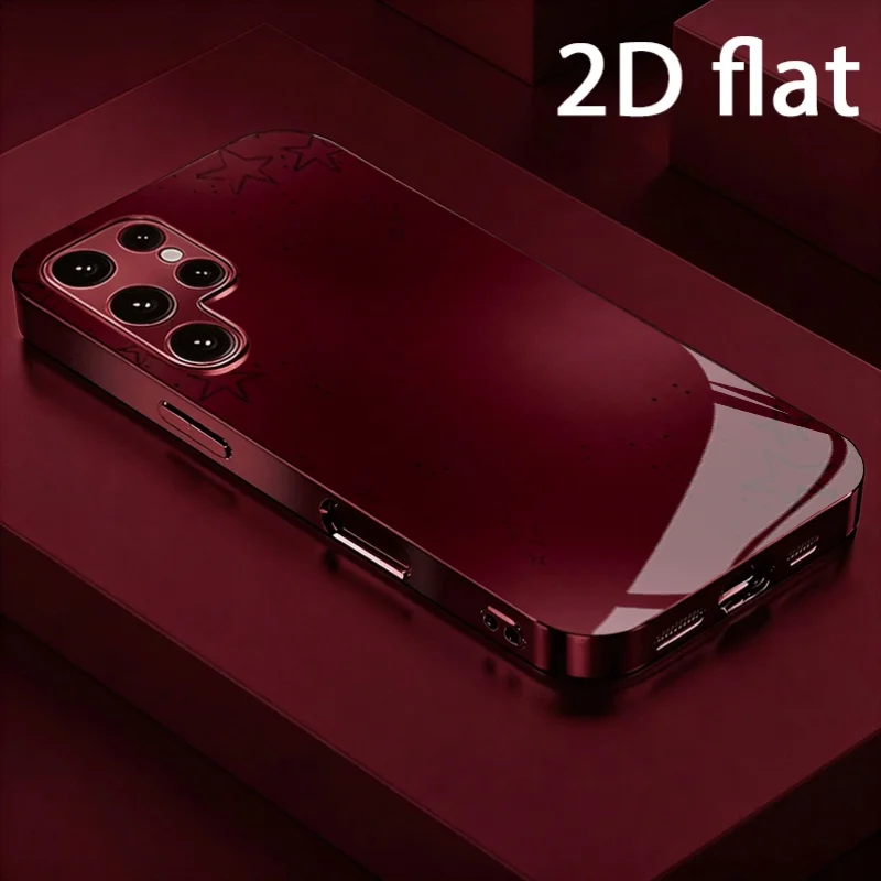 Wine red patterned glass phone case suitable for Samsung Galaxy S26 S25 S24 S23 S22 S20 FE/Ultra/Plus anti drop back cover