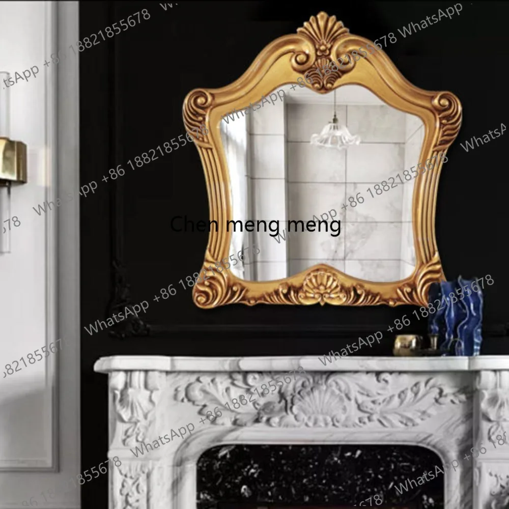 European retro bathroom mirror bathroom makeup decorative mirror crown wall hanging mirror