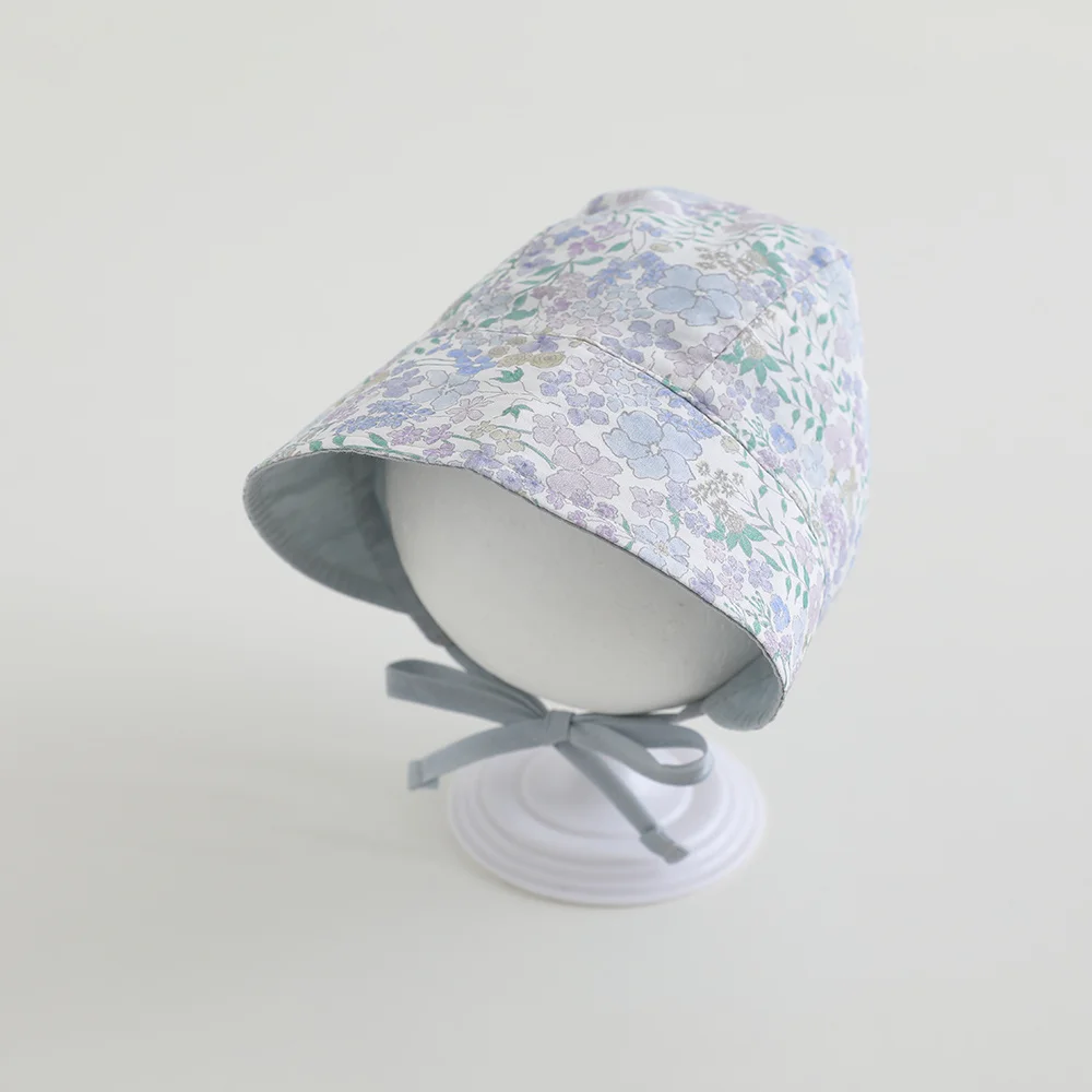Reversible Baby Sun Hat for Girls Floral Indian Hats Autumn Outdoor Travel Newborn Sun Cap Toddler Bonnet Newborn Head Wrap Cap view 4