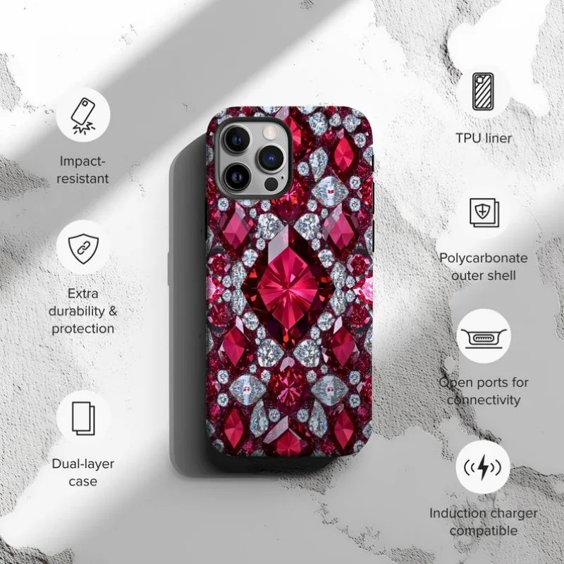 Luxurious Red Diamond Phone Case For IPHONE 16 15PRO MAX 14 13 12 11 Acrylic TPU Two in one magnetic Phone Cases