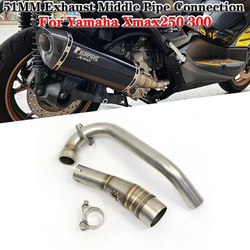 

51mm Xmax300 For Yamaha Xmax250 X-max300 Motorcycle Exhaust Middle Pipe Connection Stainless Steel Modified Middle Link Muffler