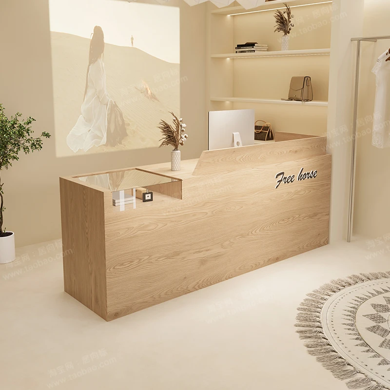 

Luxury Shop Counter Reception Desks Hallway Table Front Wood Reception Desks Aesthetic Comptoir Salon De Beaute Salon Furniture