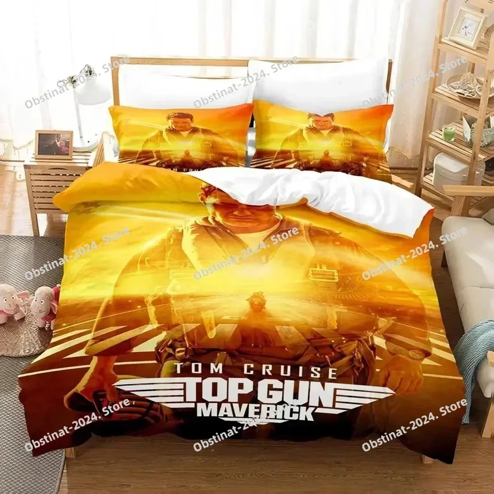 3D Top Gun Maverick Bedding Set Printed single Comforter Quilt Duvet Cover Pillow Case 3 Pieces Sets Kids Adult Size Linen Sheet