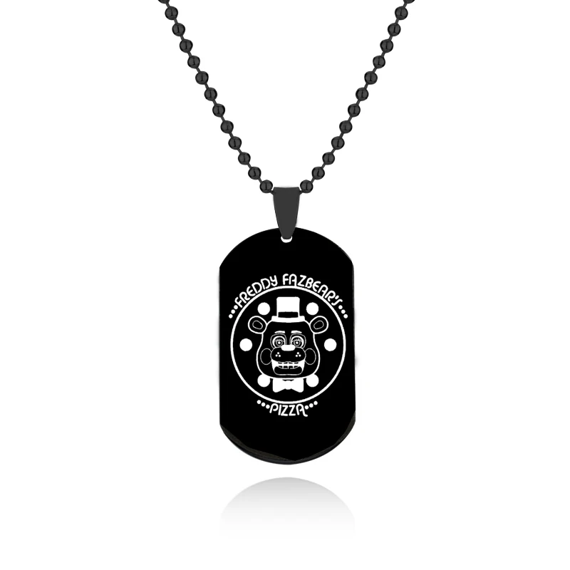 Horror Game Freddy Necklace Stainless Steel Cosplay Dog Tag Logo Pendant Jewelry for Fans Men Gift Accessories