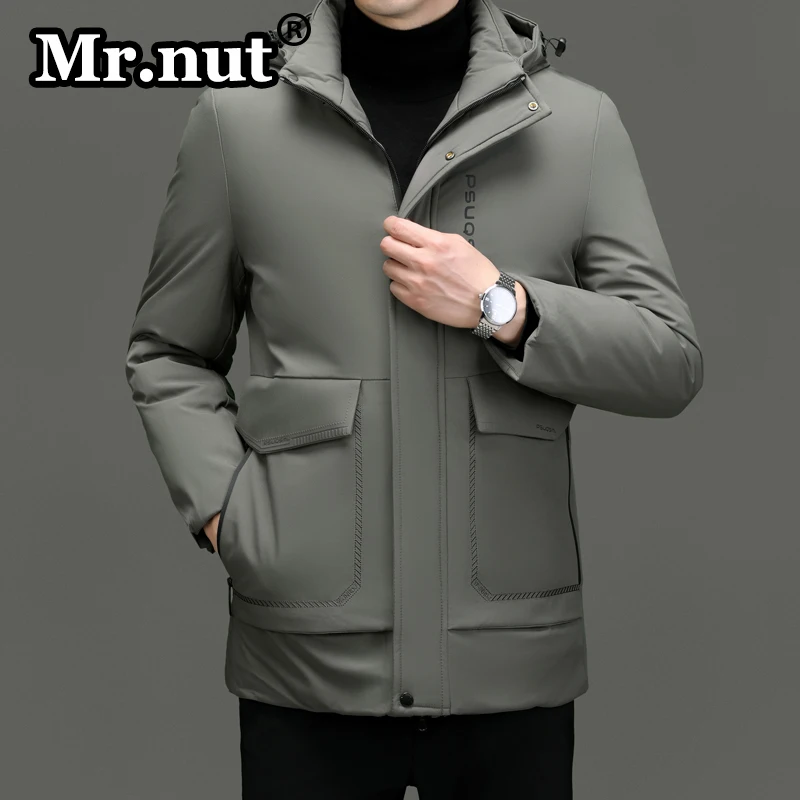 Mr.nut Winter Business Casual Thermal Jackets Men's Hooded Thickened Cotton-padded Coat Quality Durable Windbreak Male Clothing