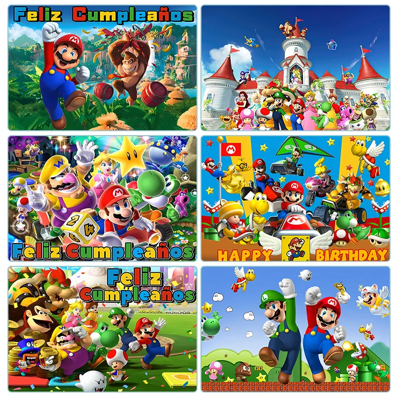 Super Mario Bros. Theme Party Background Children's Baby Shower Birthday Party Photo Decoration Photography Decoration