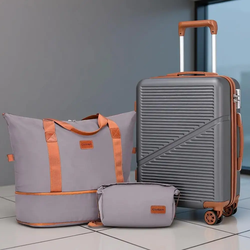 

3-Piece 20 Lightweight ABS Hard Case Suitcase Set with Wheels, TSA Lock for Air Travel