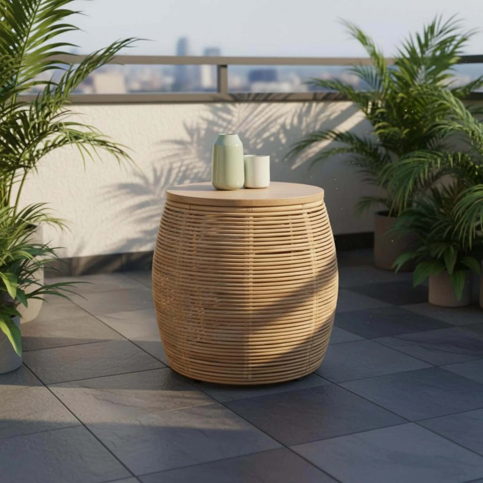3 Pieces 3 Piece Patio Set Southeast Asian Design Rattan Cafe Set Outdoor Furniture Woven Design Stylish for Guesthouse