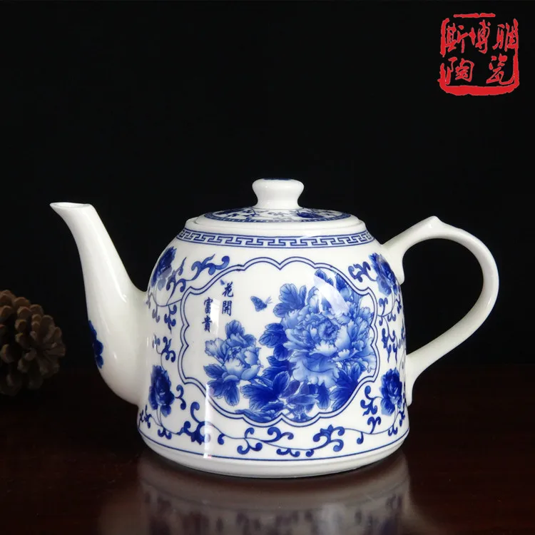 

Jingdezhen Ceramic Teapot cool kettle Hotel large capacity heat-resistant high temperature blue and white teapot teacup