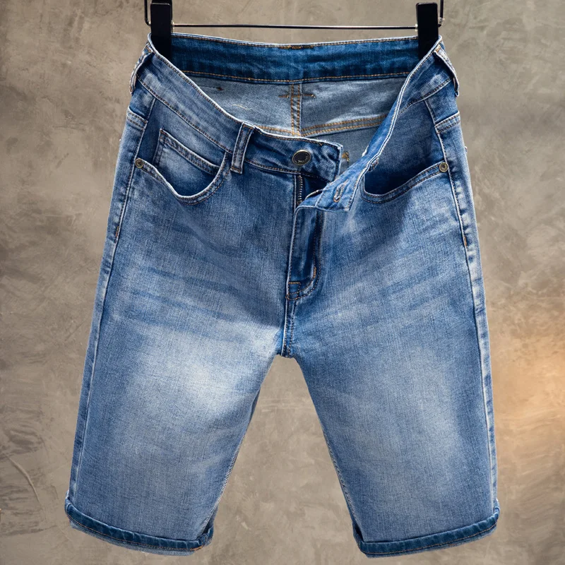 Short en jean slim pour homme, coupe droite, classique, assressenti, haut de gamme, simple et décontracté, été, 2024