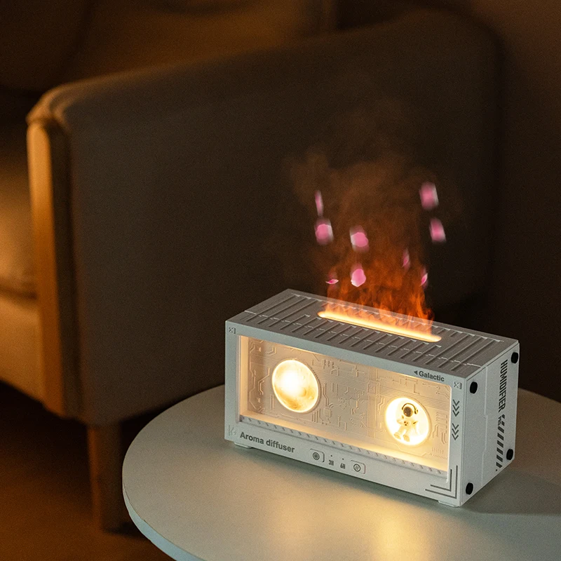 Spaceman Air Humidifier & Colorful Flame Aroma Diffuser, Ultrasonic Essential Oil Diffuser with Quiet Cold Mist for Bedroom