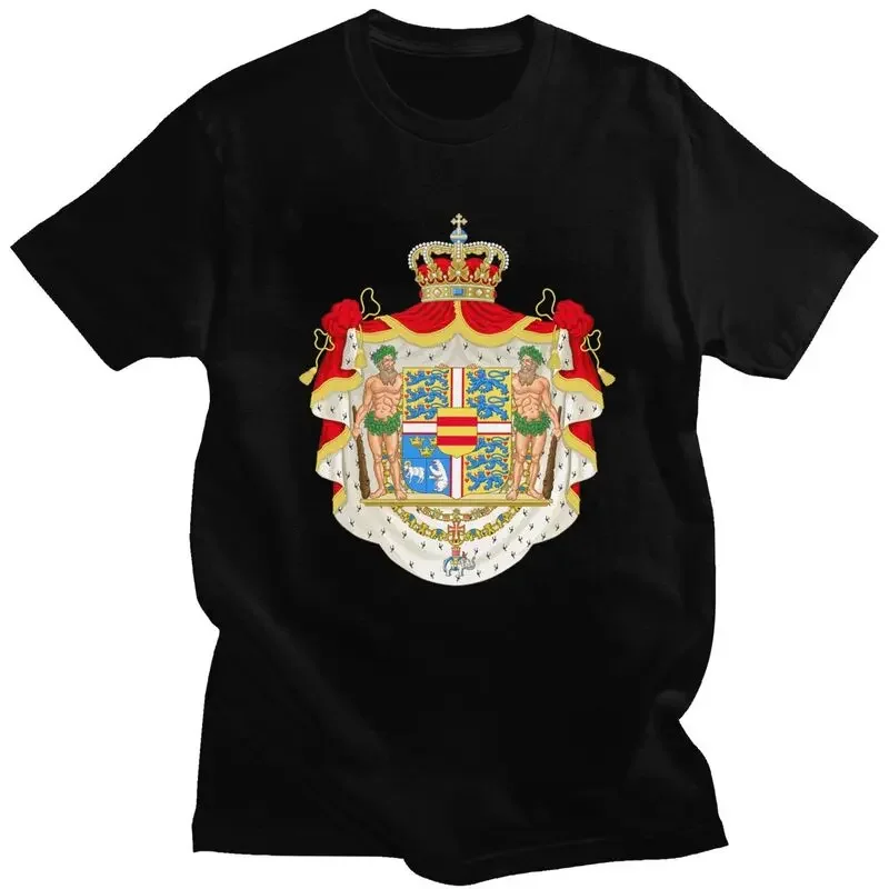 Coat Of Arms Of Denmark Tshirts Men Short Sleeve Leisure T Shirt Stylish T-shirt Loose Fit Soft Cotton Tees Merchandise