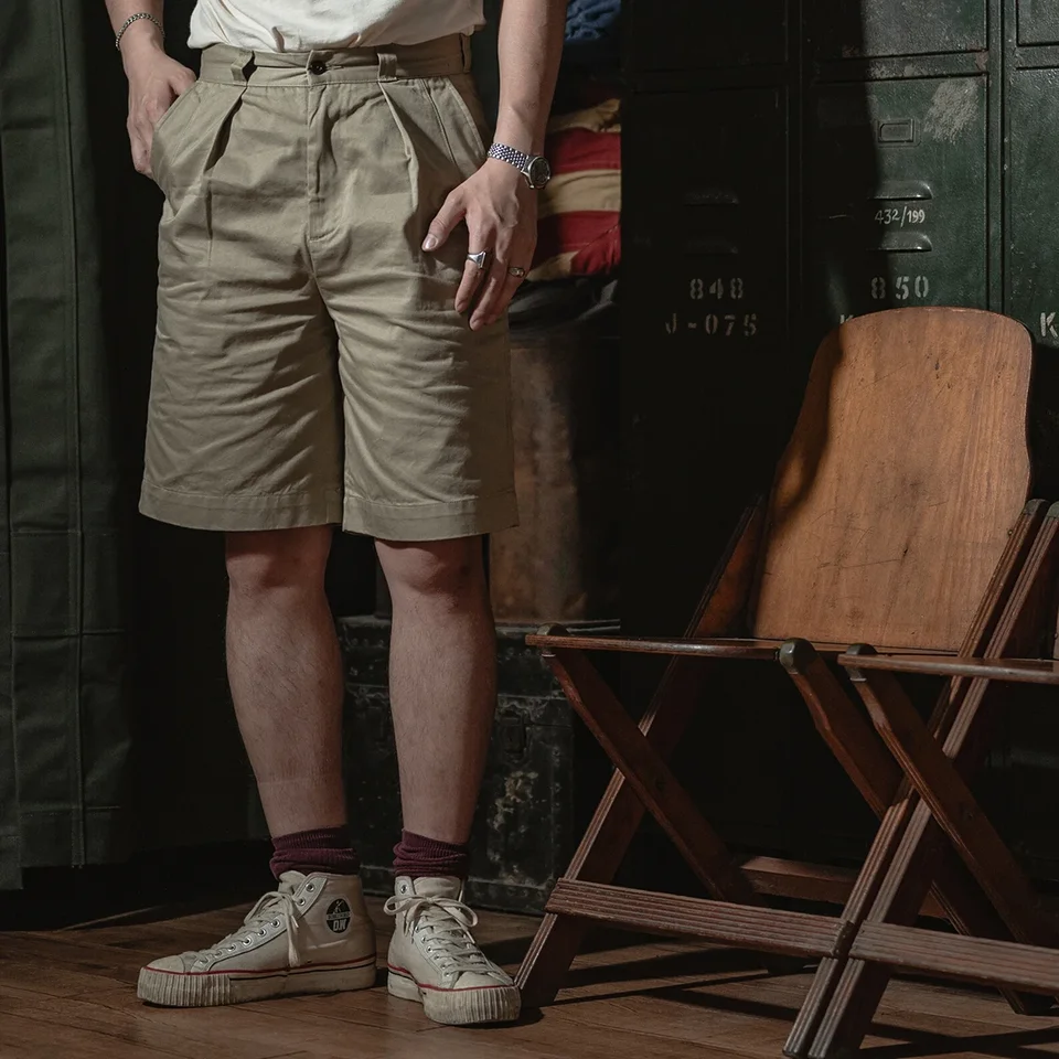 Bronson Type 1956 USAF Khaki Shorts 11.5oz Twill Vintage Military