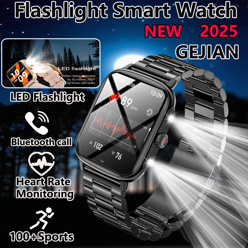 

GEJIAN New Smart Watch For Heart Rate Blood Oxygen Monitoring NFC Bluetooth Call IP67 LED Flashlight GPS Tracking Smartwatches