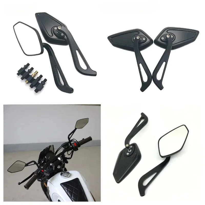 

Aluminum Alloy Rearview Mirror Motorcycle Accessories 8 10MM Scooter Motorbike Black Universal white Glass Side Mirror 1 Pair