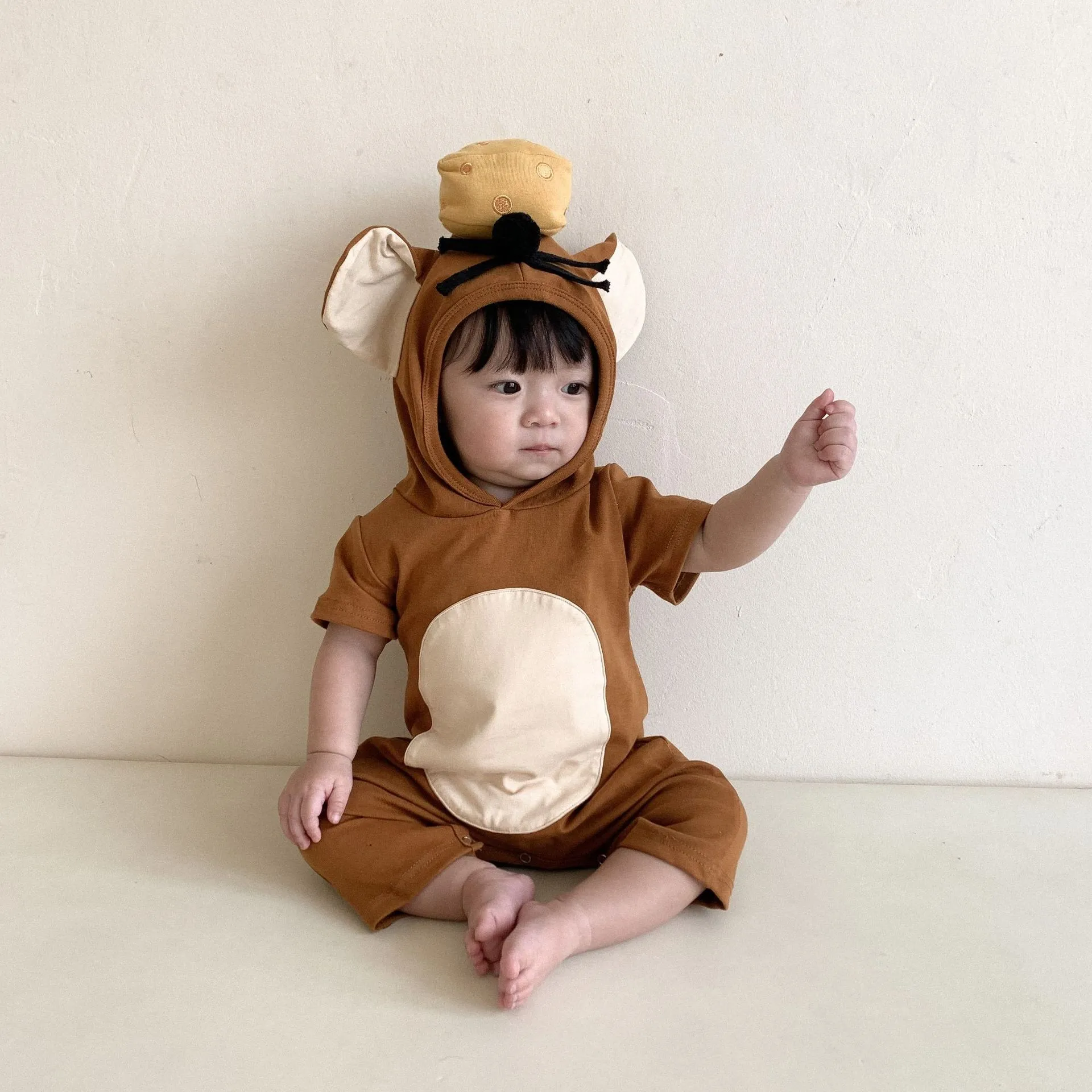 Summer new short-sleeved baby mouse costume Halloween animal costume baby jumpsuit baby fart clothes climbing clothes