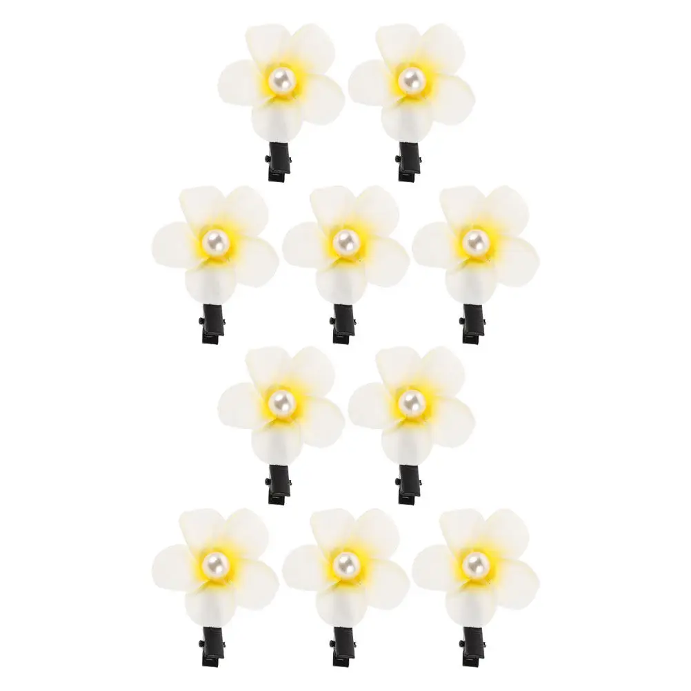 

10Pcs Tropical Plumeria Hair Clips Hawaiian Flower Barrettes Beach Party Hair Accessories Artificial Floral Pins for Women
